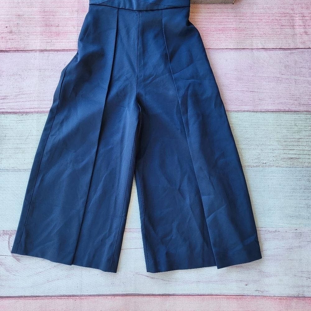 Keepsake The Label Blue True Awakening Satin Strapless Wide Leg Cropped Jumpsuit - Picture 7 of 9